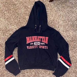 Navy Blue Cropped Hoodie